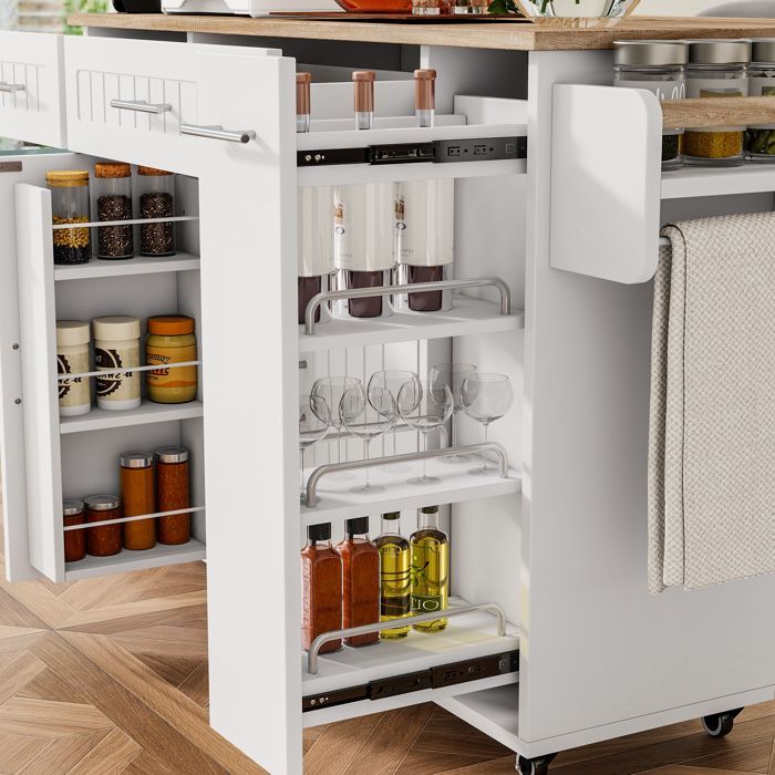Isla central - CDISPLAY - Mueble de cocina con almacenamiento - 135 × 40 × 90 cm - blanco