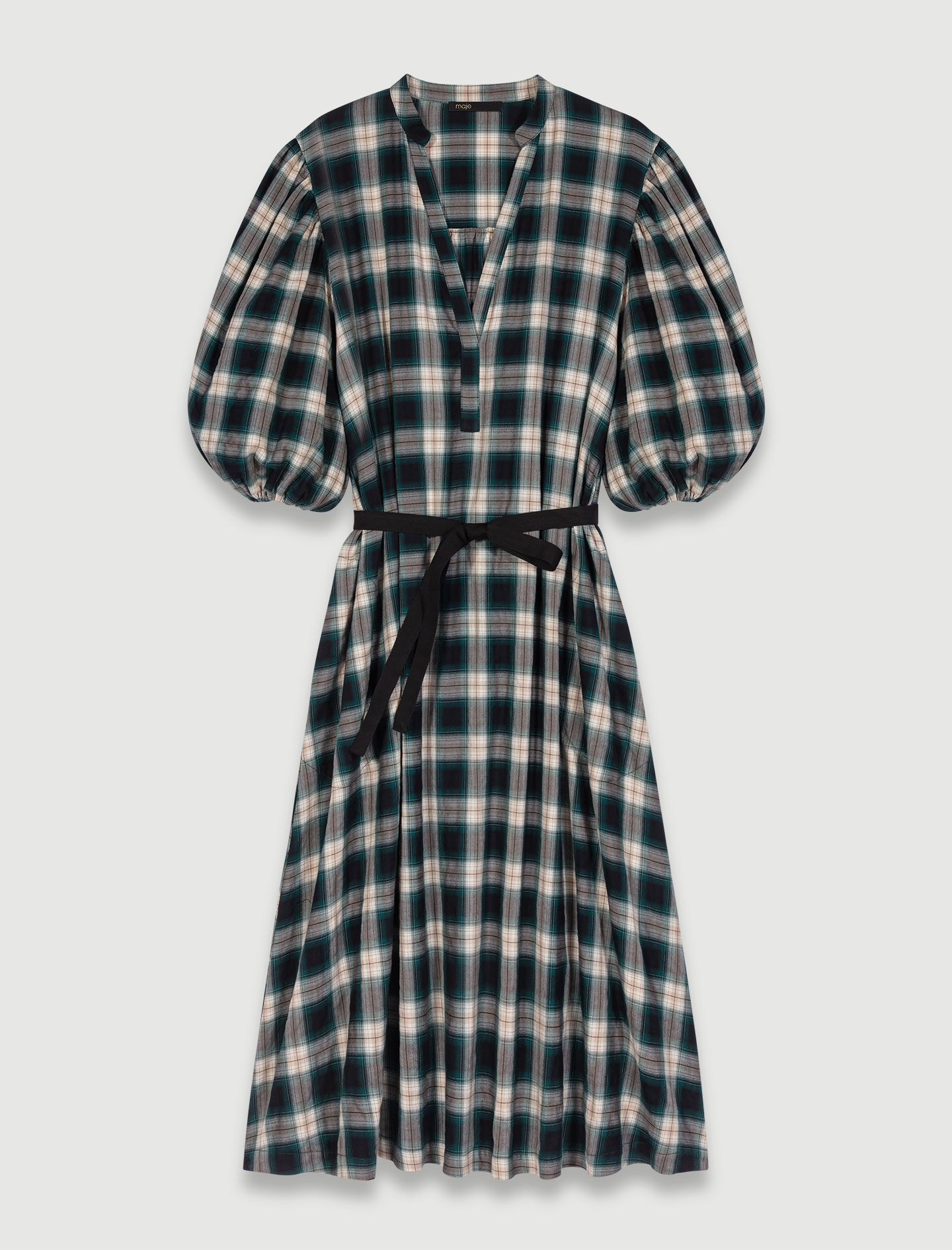 Maxi jurk met ruitjespatroon - Groen