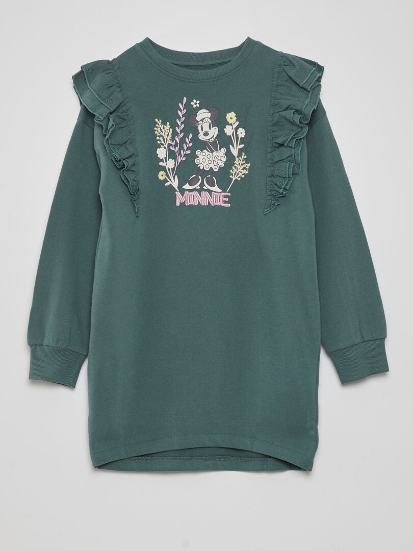 Minnie Mouse jurk met ruchesmouwen - GROEN
