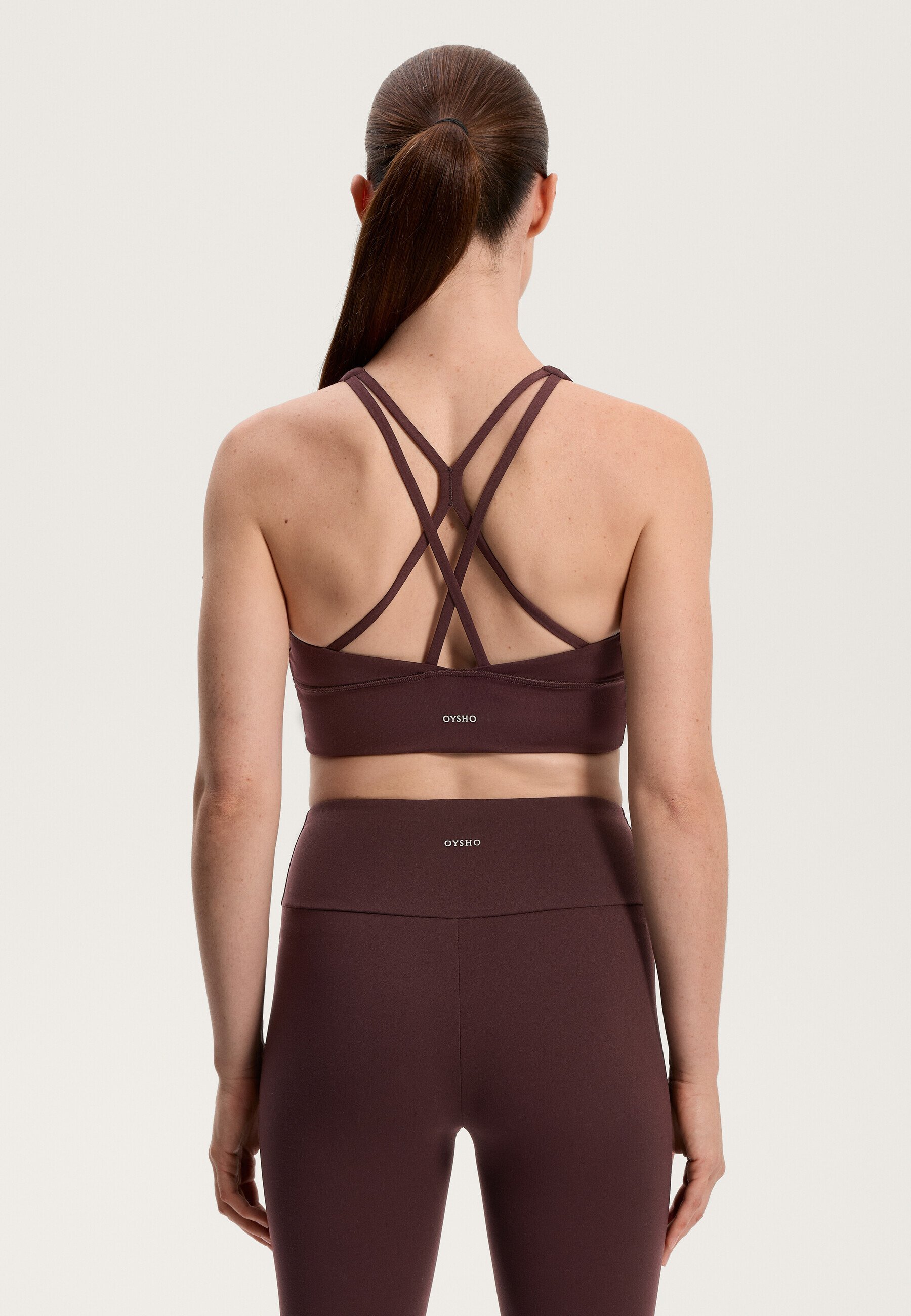 Soutien-gorge de sport à bretelles fines OYSHO - 32977901 - Maintien léger - marron chiné