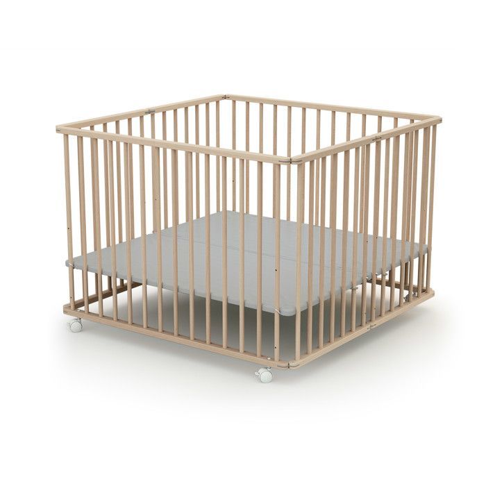 WEBABY - Faltbarer Babylaufstall aus Holz 100 x 100 cm CALI Rohbuche - 100x100