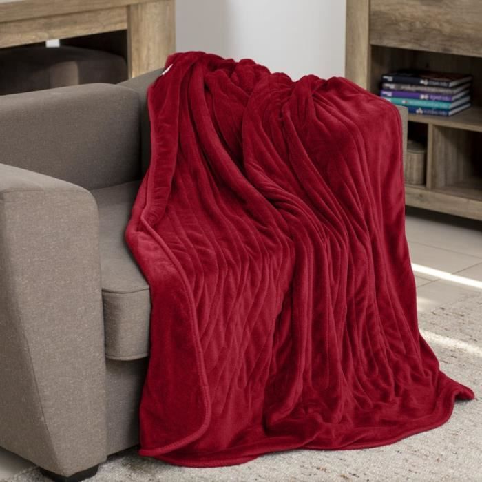 sinnlein® Couverture chauffante 160x120cm | bordeaux | Couverture Électrique avec Arrêt Automatique | 9 Niveaux de Température