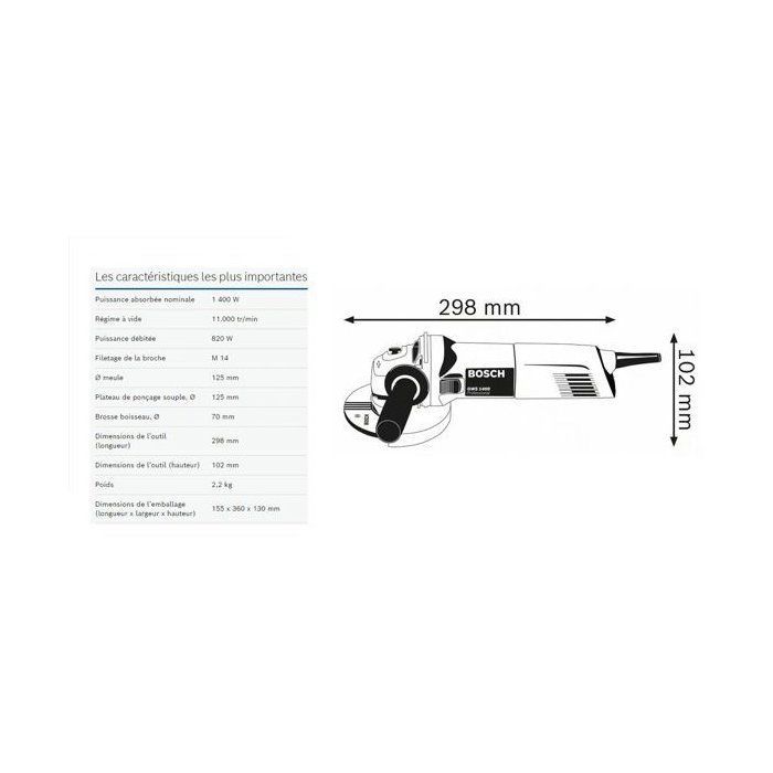Bosch Professional GWS 1400 Angle Grinder - 0601824800