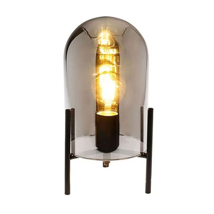 Lámpara de mesa - Diseño - Estilo industrial - Metal/Cristal - Color negro - 30 cm de altura - Salón
