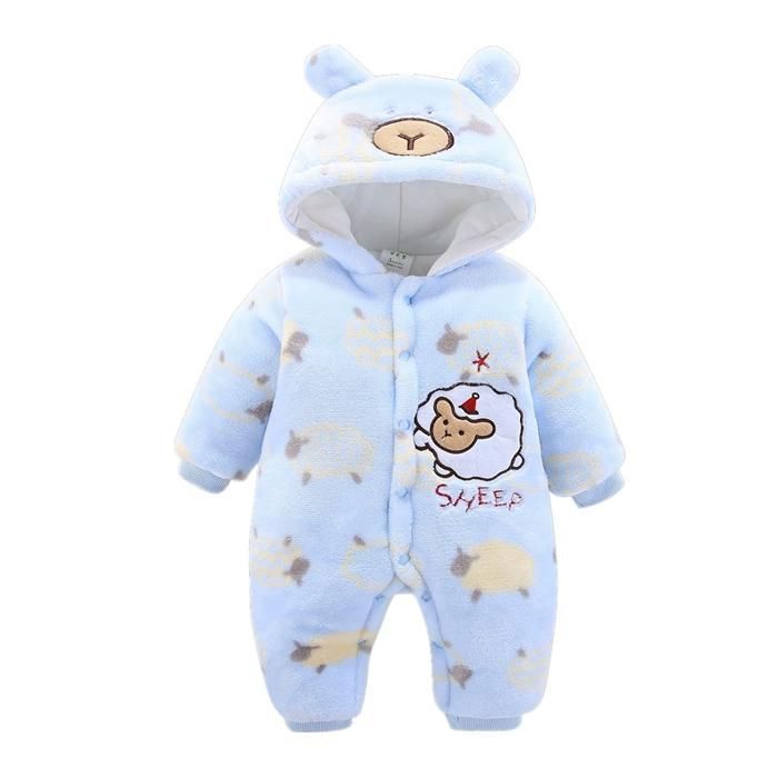 Pijama FUNMOON para bebé niña y niño, nuevo y cálido mono de invierno para recién nacidos de 3 a 12 meses - Azul