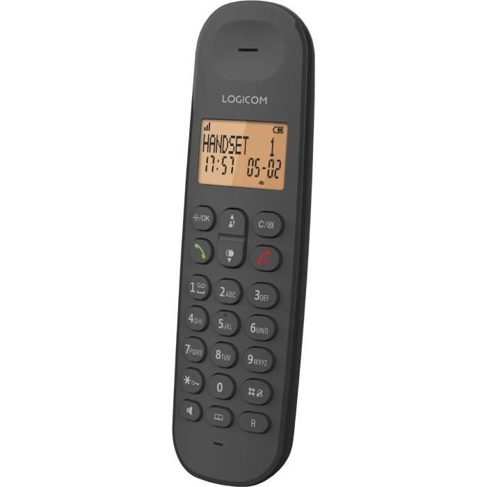 Schnurloses Festnetztelefon – LOGICOM – DECT ILOA 155T SOLO – Schwarz – Mit Anrufbeantworter