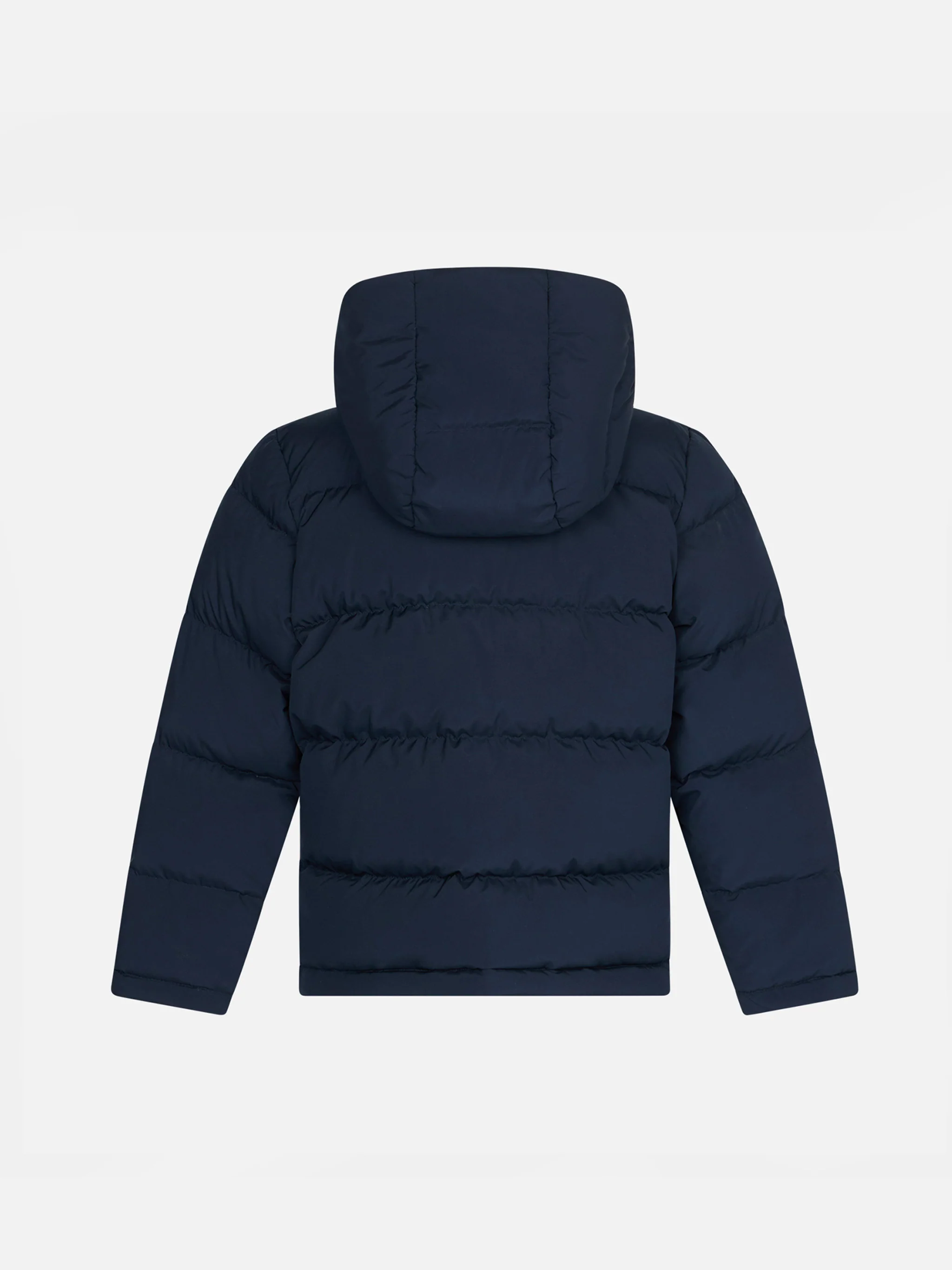 Gewatteerde donsjas voor kinderen met capuchon en tartan voering.