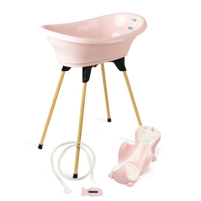 THERMOBABY VASCO Kit da bagno 5 in 1, rosa cipria - Prodotto in Francia
