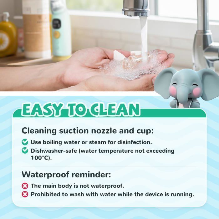 Rechargeable Electric Baby Nasal Aspirator, Brillsten, 3 Reusable Tips, Baby Nasal Suction Cup