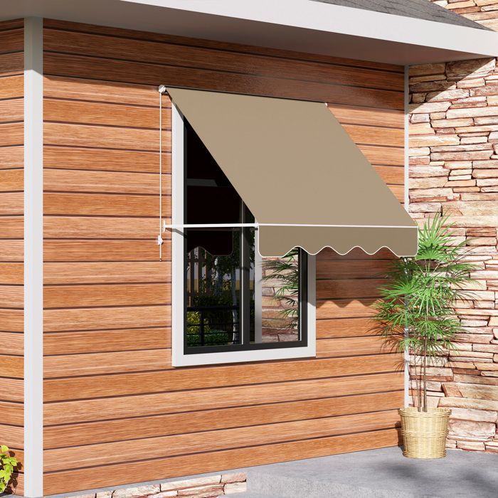 Handmatig te bedienen zonnescherm - Outsunny - verstelbare kantelhoek, aluminium, terrasbescherming - polyester - 70x180cm - beige