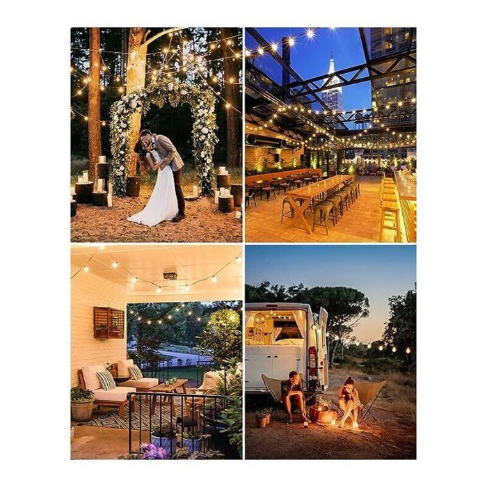 Guirlande Lumineuse Extérieure,15M Guirlande Guinguette LED G40 Ampoules 25+2 Rechange,Guirlande Decorative Raccordable pour Jardin