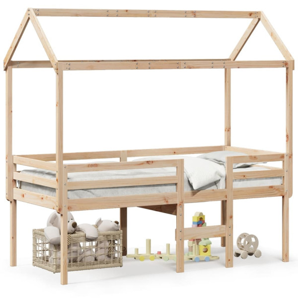 Wysokie łóżko z dachem 75x190 cm lite drewno sosnowe