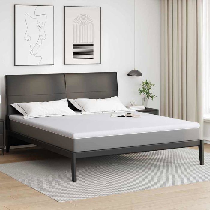 Matrasbeschermer van schuim - vidaXL - Wit - 200x200x6 cm - Jacquardstof - PU-schuim - Randondersteuning - Onderhoudsvriendelijk