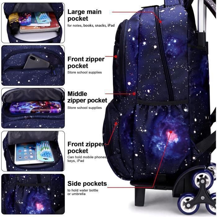 Mochila escolar con ruedas - Mochila infantil - Azul - Resistente - Gran capacidad - Cómoda - Azul PZCC