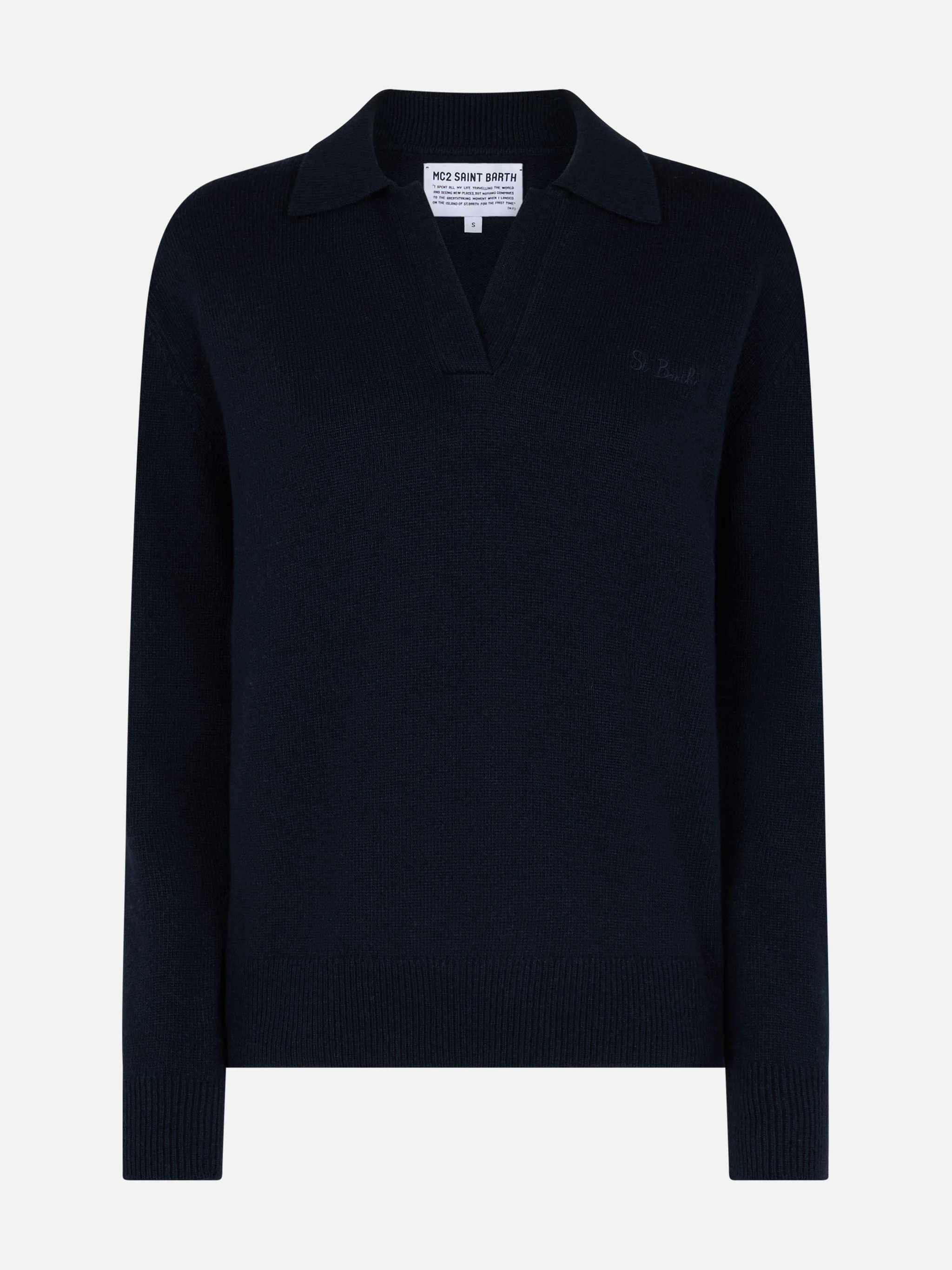Eze marineblauwe damestrui met colkraag