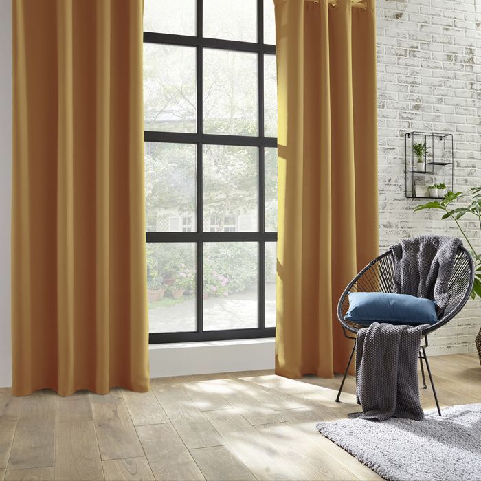 Rideau occultant jaune moutarde 140x260cm - Atmosphera Créateur d'intérieur