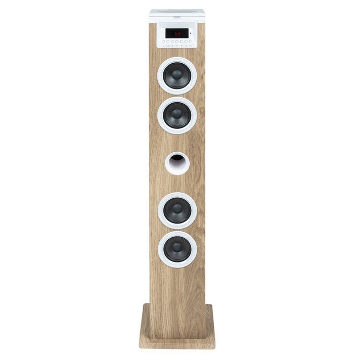 Tour de son Thomson DS121CD - 60W, Multimedia Bluetooth, Lecteur CD, télécommande, AUX, RADIO FM, Bois/blanc, Jeu de lumière LED