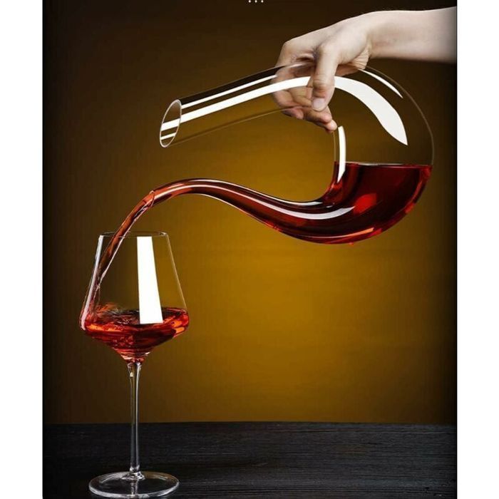 Decantador de vino, decantador de vidrio de 1,5 L, aireador de vino tinto, catador de vino soplado a mano, decantador