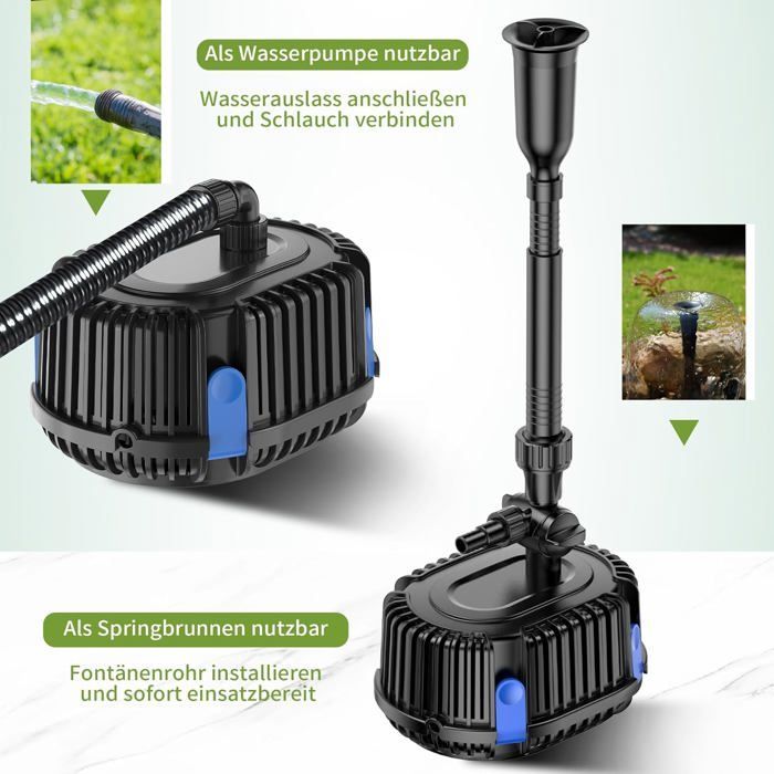 Pompe de fontaine extérieure 2500 l/h - Bassin pour jardin, étang, fontaine 45 W .