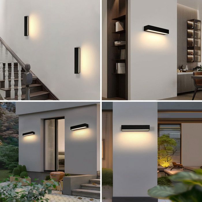 DELIPOP 16W 3000K LED-wandlamp voor buiten – Moderne rechthoekige zwarte ijzeren armatuur voor tuingevels en terrassen