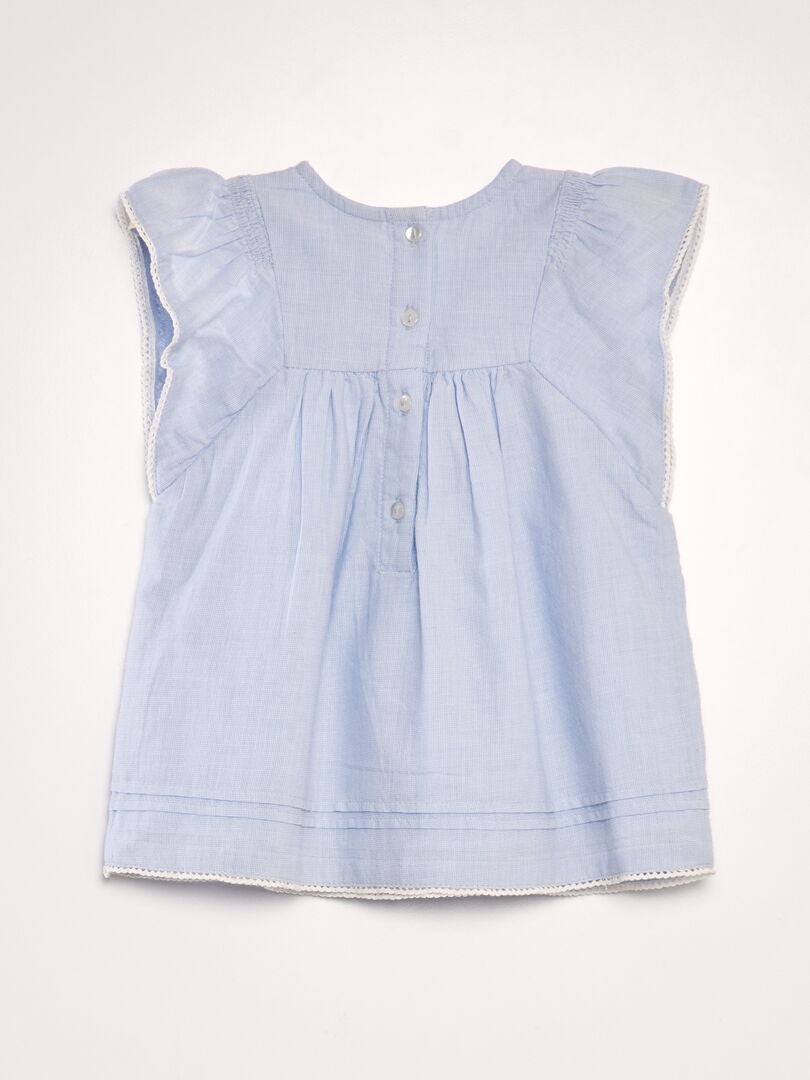 Blouse van katoenen voile - BLAUW