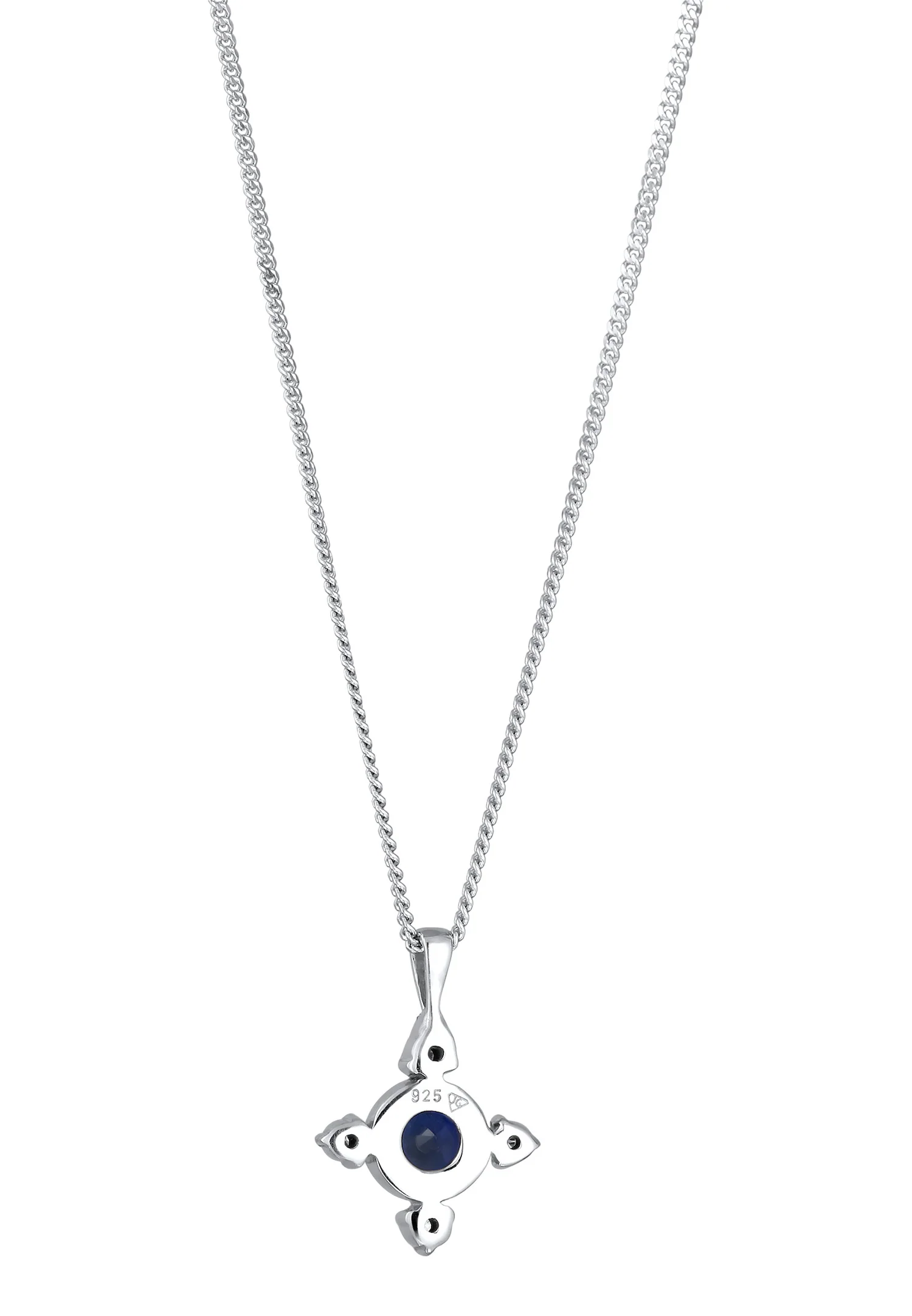 Elli DIAMONDS Collier avec Pierre Femmes Pendentif Croix Saphir Bleu Diamant Laboratoire Taille Brillant Blanc (0.016 ct) Argent Sterling 925 40 cm