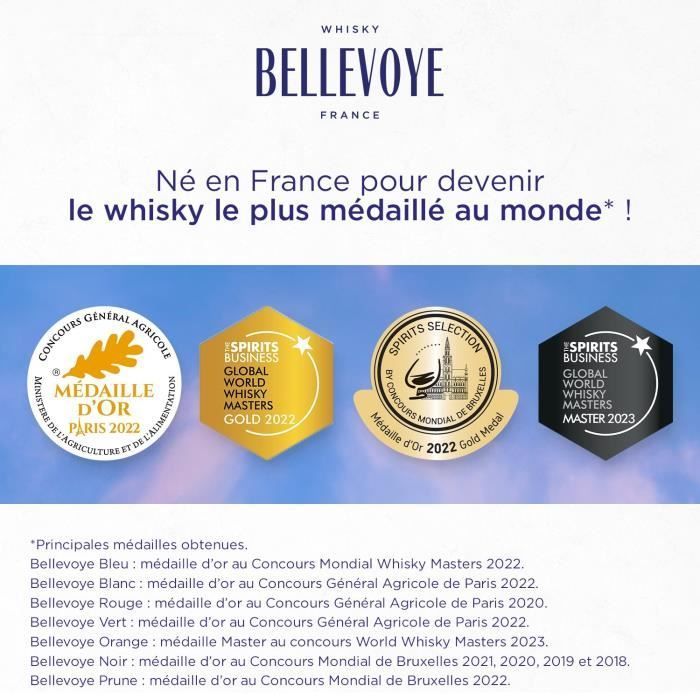 BELLEVOYE - BLUE - Whisky - Triple Malt - Origine: Francia - 40% di alcol - bottiglia da 70 cl