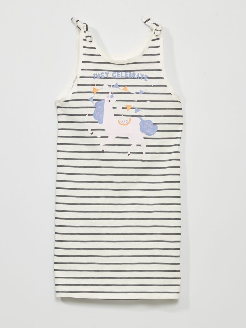 Eenhoorn T-shirtjurk - WIT