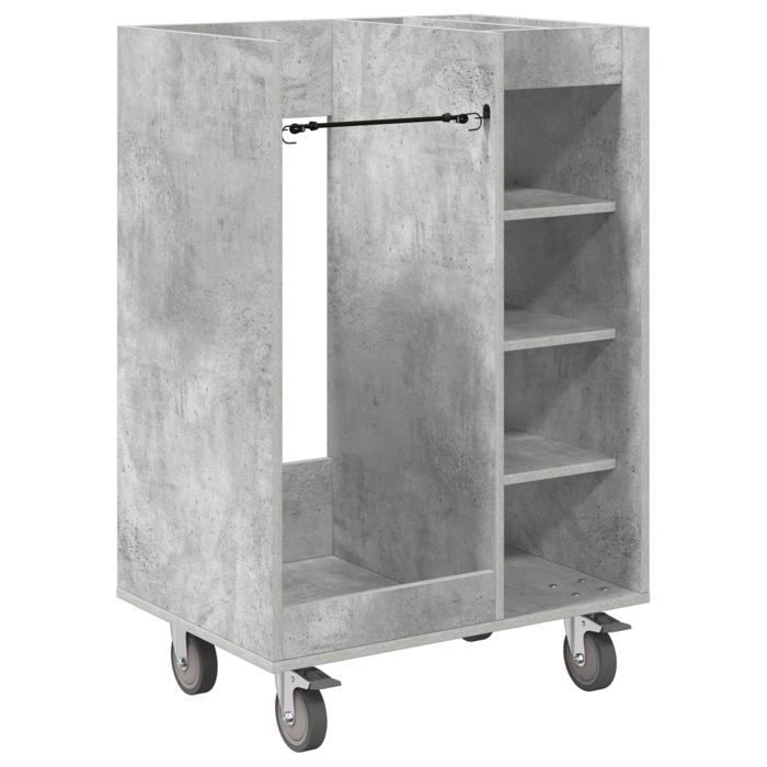 Taquilla de golf - vidaXL - Gris hormigón - 65x45x98 cm - Amplio espacio de almacenamiento - 4 ruedas - Estructura metálica