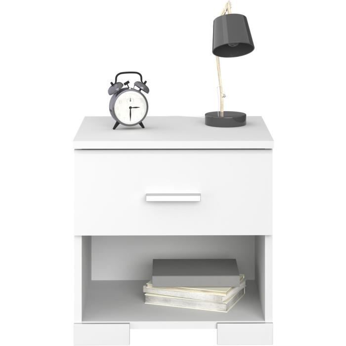 Chambre complète enfant 3 pièces ZODIAC - Lit + chevet + bureau - Décor blanc - PARISOT