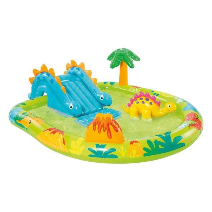 Inflatable Play Area - INTEX - Little Dino - 143 Liters - Ages 2+ - 191 x 152 x 58 cm - Includes: slide, fountain, inflatable dinosaur