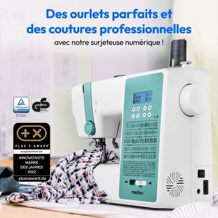 Machine à Coudre Numérique - MEDION - SD 36 - 38W - 270 Points - 700 tr/min - LED - Turquoise