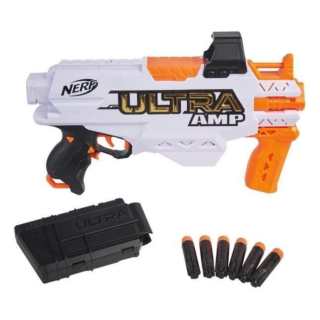 NERF - Ultra - Amp - Blaster motorisé - chargeur 6 fléchettes - 6 fléchettes - compatible uniquement avec fléchettes NERF - Ultra