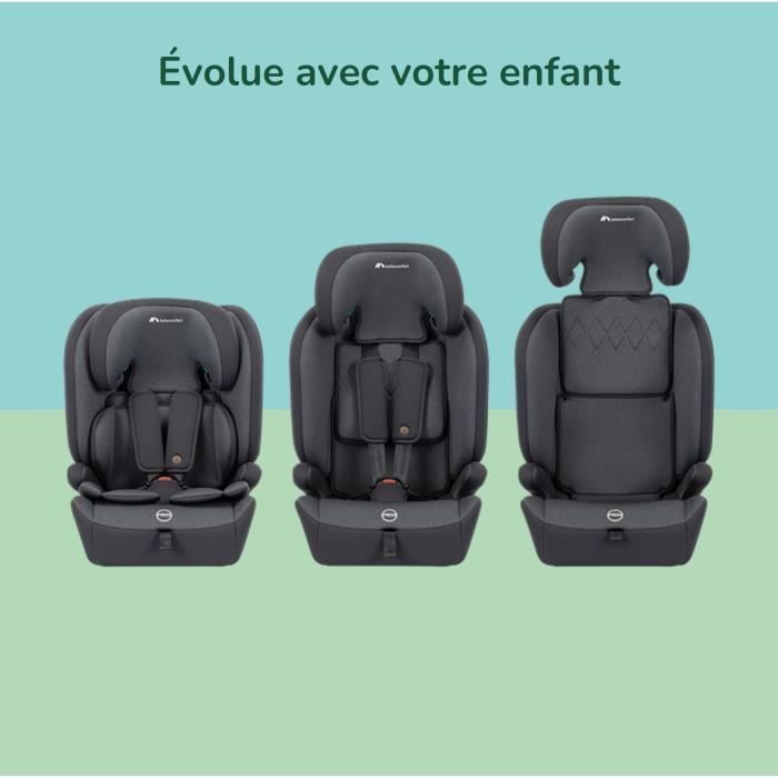 Seggiolino auto convertibile BEBE CONFORT GROW i-Size, da 15 mesi a 12 anni (76-150 cm), ISOFIX, standard di sicurezza R129, colore nero fumé.
