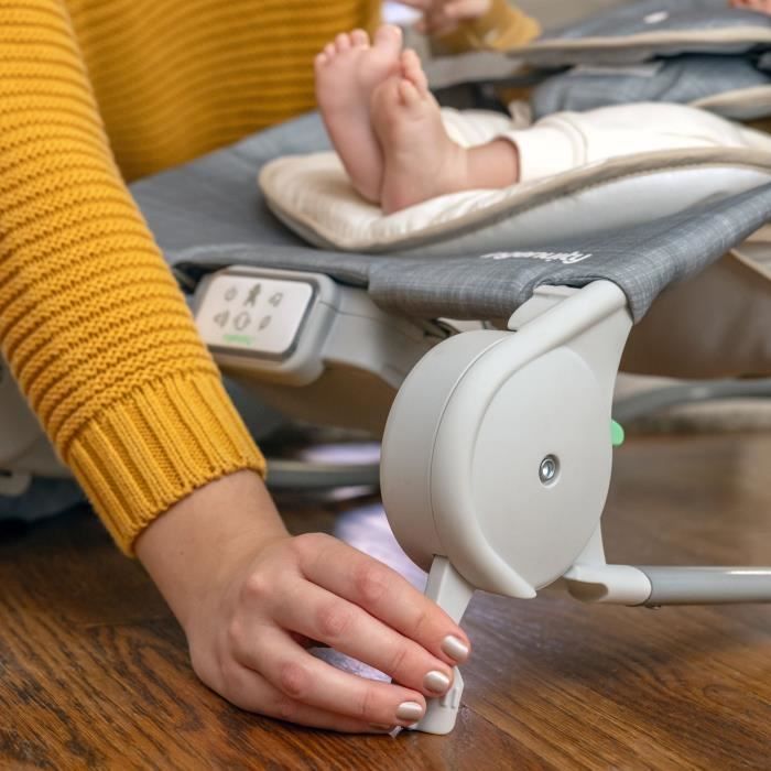 INGENUITY -Parker- Sdraietta pieghevole per neonati con massaggio addominale - Posizione fissa o a dondolo, vibrazioni, regalo per neonati
