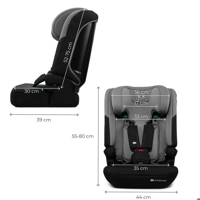 Siège-auto Kinderkraft I-COMFY 3-en-1 – 76-150 cm, R129, SPS, H-GUARD, réglage 10 positions, Gris