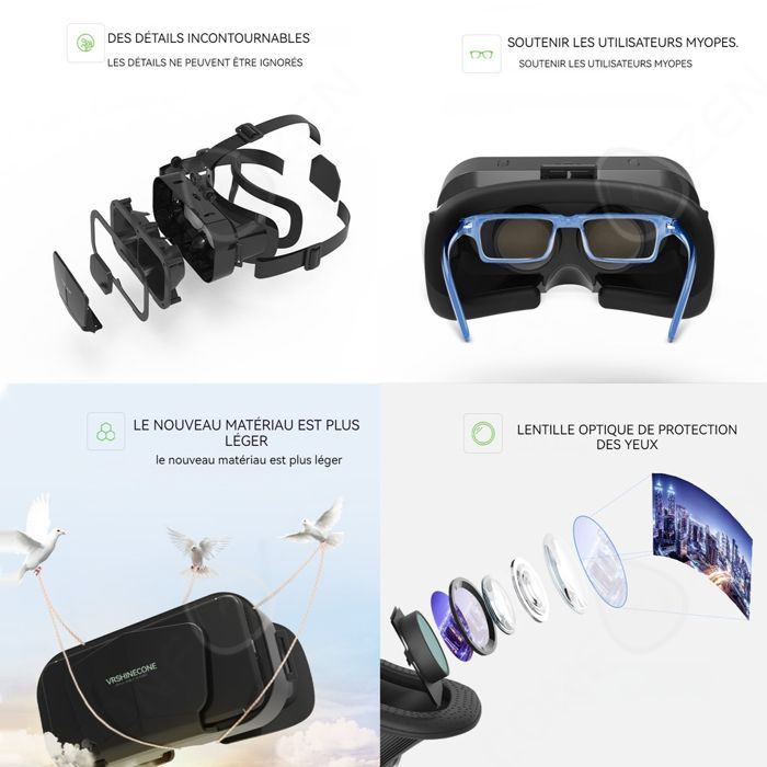 Auriculares de realidad virtual PASSIONOVA - 1920x1080p - 360 grados - Control remoto incluido