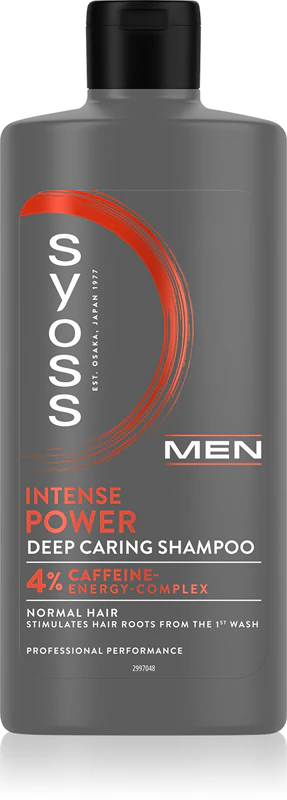 Shampoo fortalecedor Syoss Men Intense Power com cafeína