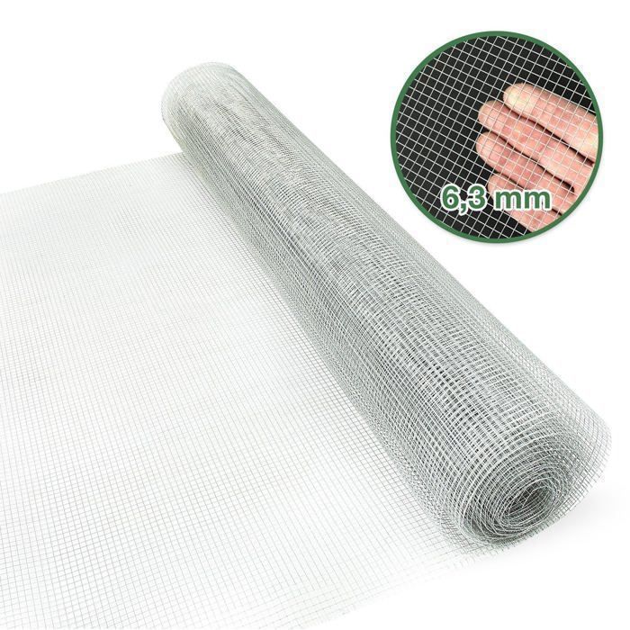 Recinzione metallica 100 cm x 5 m, maglia fine, zincata, dimensione maglia: 6,3 x 6,3 mm
