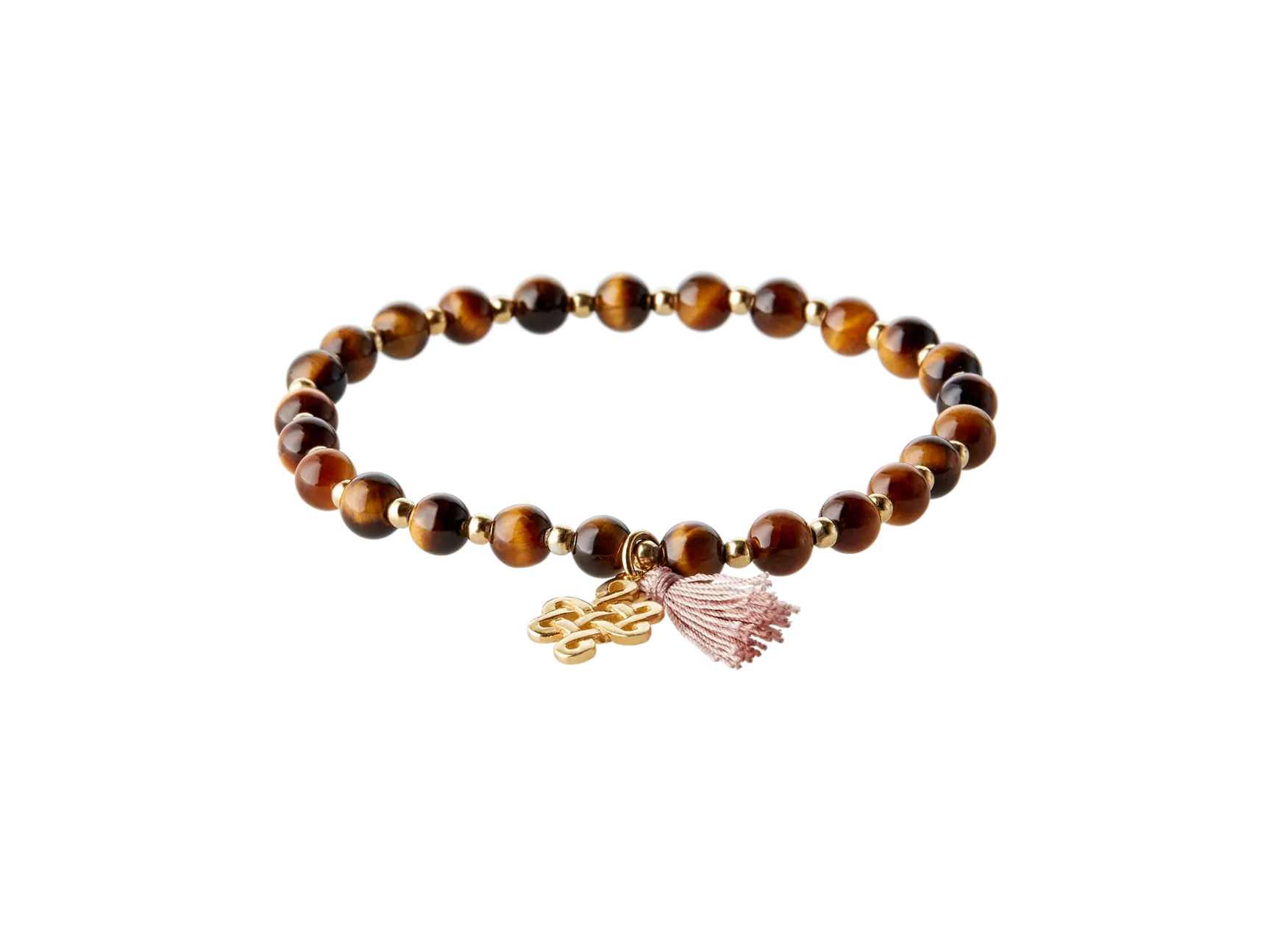 Pulsera de cuentas infinitas con ojo de tigre chapada en oro