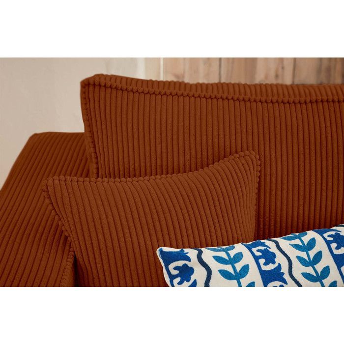 Topaze - U-shaped panoramic sofa - 7 seats - convertible with storage - in corduroy - Terracotta