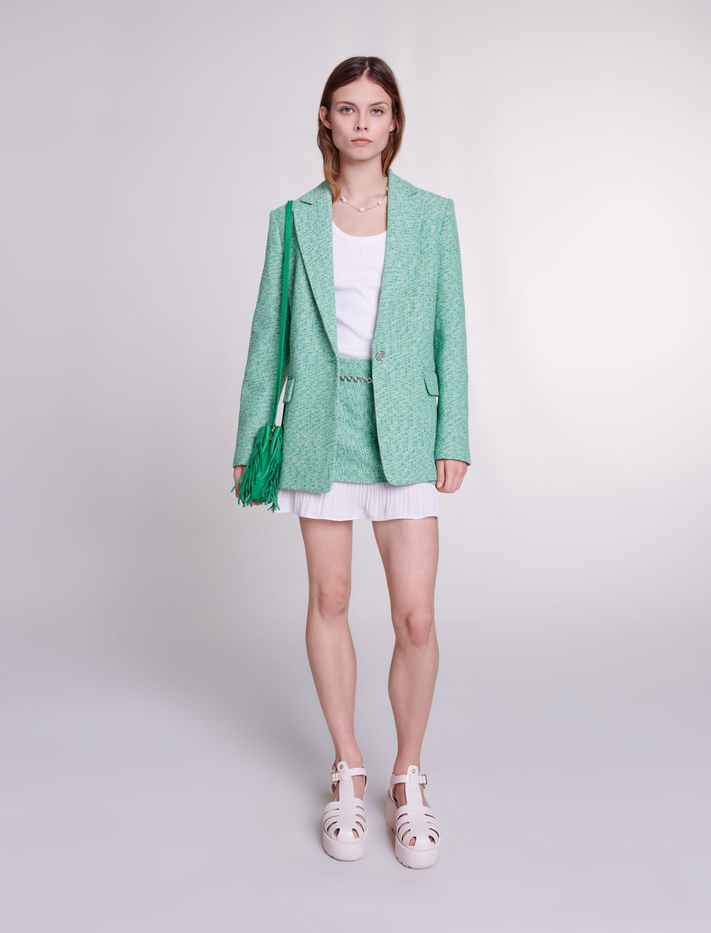 Jachetă din tweed - Vert