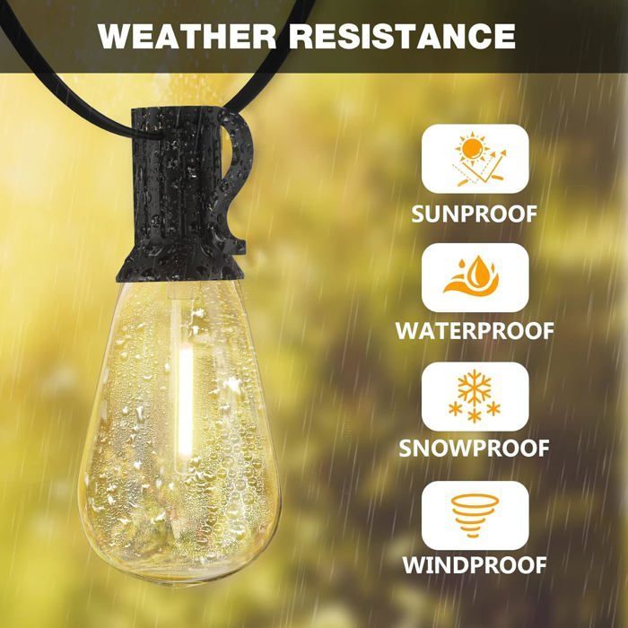 Decorative outdoor hanging string lights, E12 bulb, Christmas and Halloween atmosphere