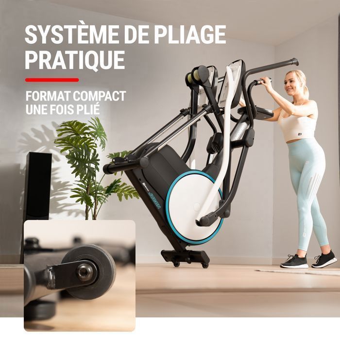 Hop-Sport HS-250CF Jucon Home Elliptical Trainer, 32 Levels of Magnetic Resistance, 24kg Flywheel, 12 Programs, Blue