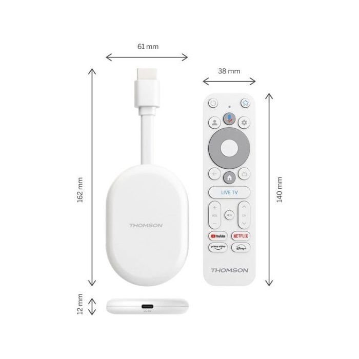 Thomson Go Cast 150 Google TV 4K UHD WiFi HDMI Bediening Voz