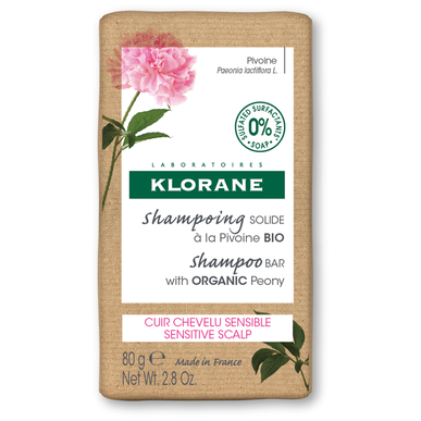 Klorane Peony -shampoopala, herkälle päänahalle, kiinteä shampoo, Peony BIO Soothing 80g 80g