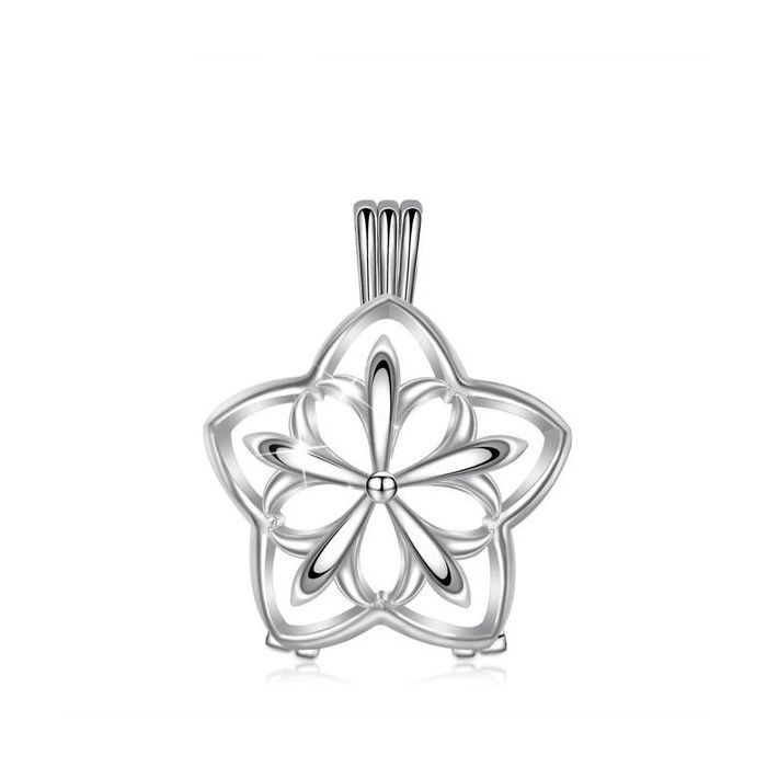 Collana bola per gravidanza con sfera bianca e fiore stellato