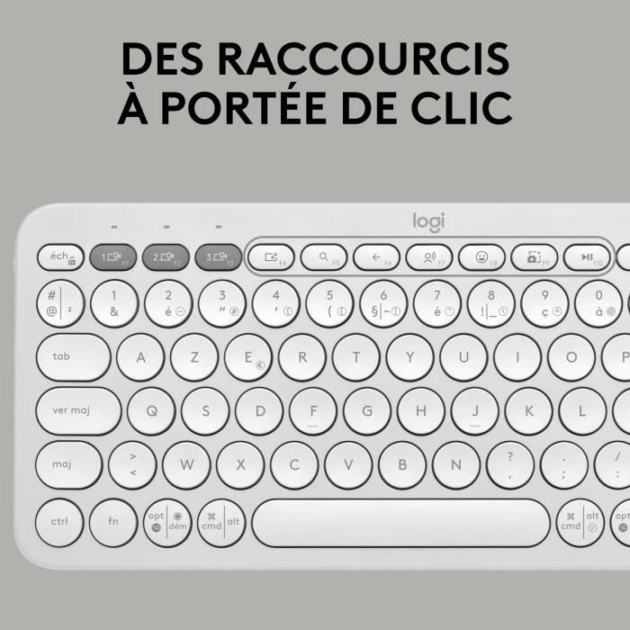 Teclado inalámbrico Logitech Pebble Keys 2 K380s con botones de fácil cambio (blanco).