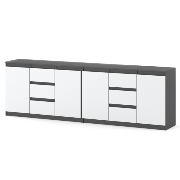 Komoda 240cm do pokoju szafka loft szary biały mat salon
