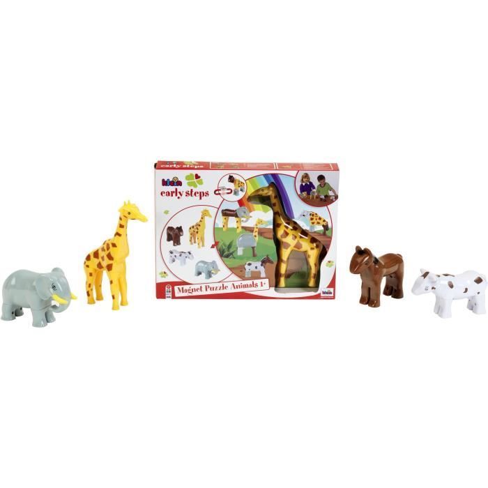 Magnetische dieren - KLEIN - 0065 - 4 grote dieren, grappige puzzel, open doos - 16 stukjes - Geschikt voor kinderen vanaf 12 maanden
